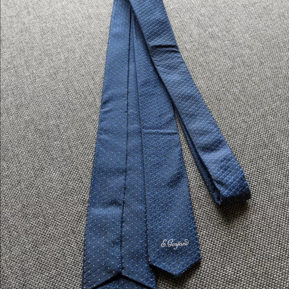 Auth Goyard Blue Skinny Tie - Picture 3 of 5